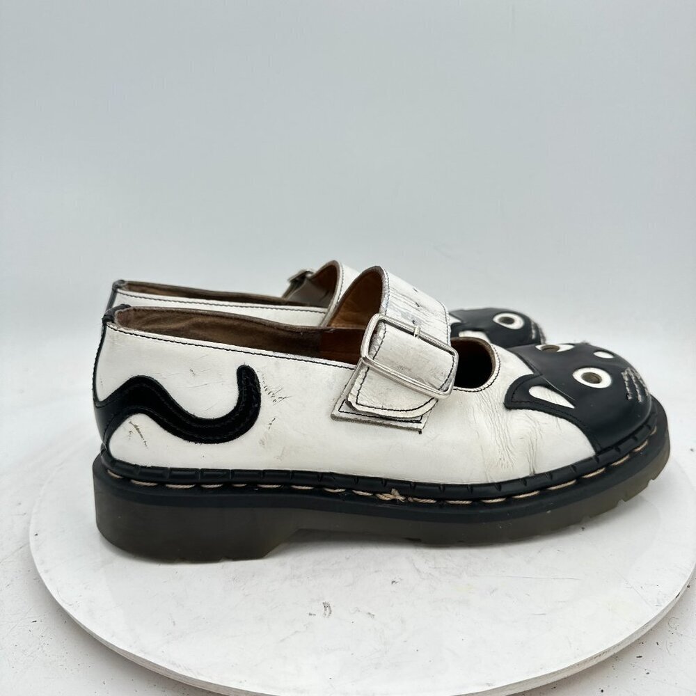Tredair Women Size 7 White Black Kitty Leather Mary Jane Buckle Casual Shoes - Picture 4 of 11